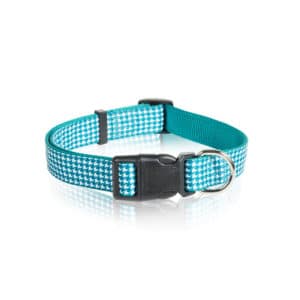 Satin Collar Pied De Poule Teal - 25mm x 45-60cm