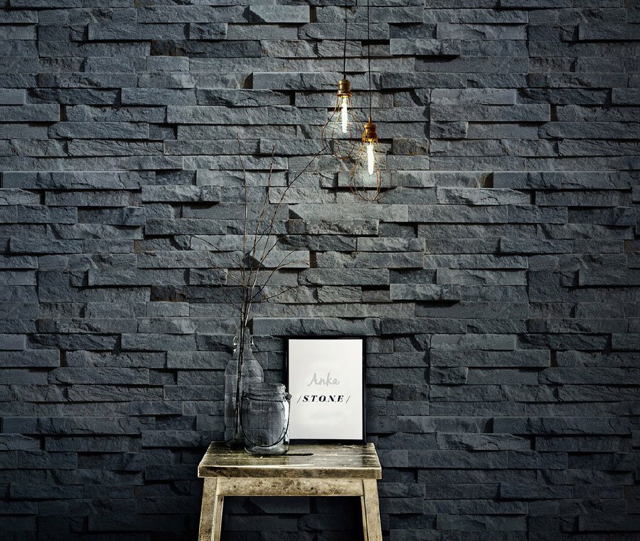 Natural Cut Stone Texture Wallpaper Black 16 5 M2 Sherries Estates