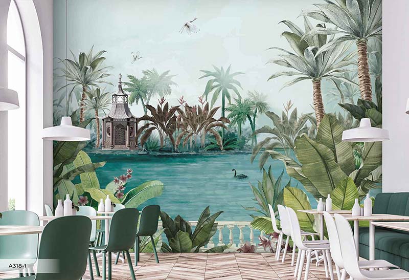 Oriental Room by the Water Mural Wallpaper | A318 - Sherries Estates Oriental Room by the Water Mural Wallpaper | A318 - Sherries Estates