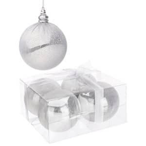 Box Of 4 Bijoux Silver Plastic Balls D100mm