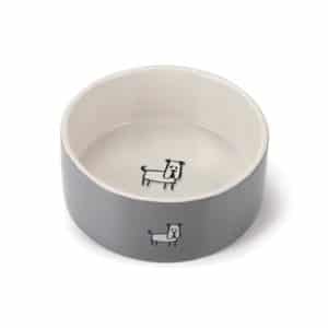 Beeztees Ceramic Dog Bowl Lou Grey 21.5cm