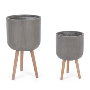 Modern Taupe Round Tripod Vase