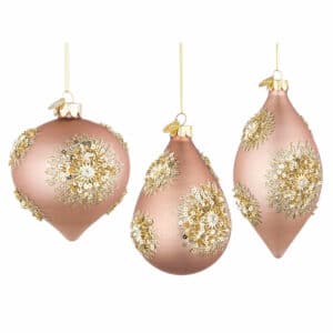 Fairy Gold Pink Glass Ornament Bauble