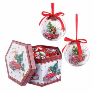 Box of 14 Baubles Xmas Van Ball D7.5cm