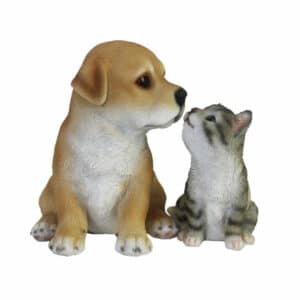 Sitting Labrador Pup With Kitten