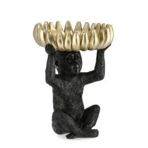 Mira Gold Banana Leaf Black Monkey Decoration H33