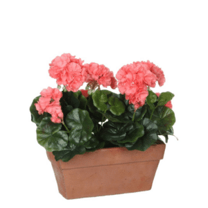 GERANIUM ARTIFICIAL PLANT IN BALCONY TRAY - L29 X W13 X H40 CM - SALMON