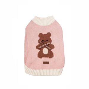 Merano turtleneck sweater w/ Teddy & bow Pink