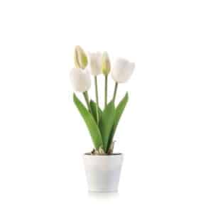 Artificial Tulip White H17cm in Pot