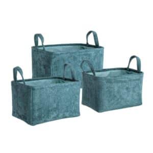 Storage Basket Shirley Rectangle Teal with Handles