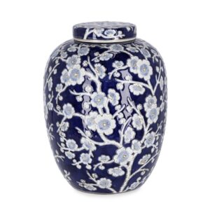 Meng Rounded Blue and White Vase With Lid H32cm