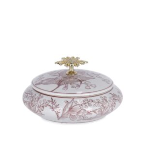 Cai Round Red and White Box With Lid D18cm