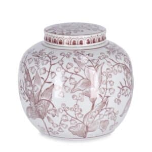 Cai Round Red and White Vase With Lid H18cm