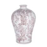 Cai Shaped Red and White Vase H32cm