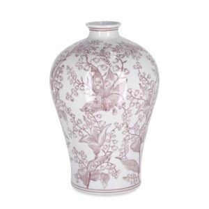 Cai Shaped Red and White Vase H32cm