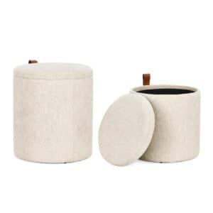 Pouf with Storage Katia Natural White