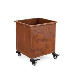 Plant Stand Haik Square Rusty with Wheels Medium