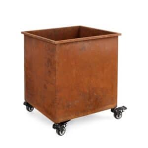 Plant Stand Haik Square Rusty with Wheels Large