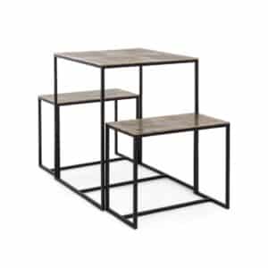 Namira Gold Table + 2 Stools Set