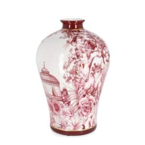 Zhen Red White Gold Vase H32cm