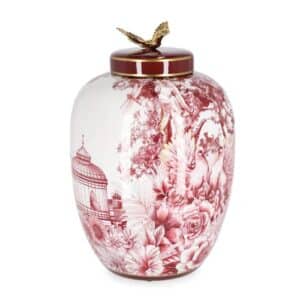 Zhen Red White Gold Vase With Lid H32cm