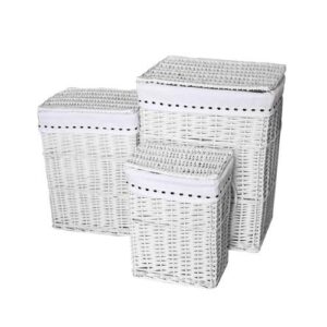Rectangle Laundry Basket White Wicker