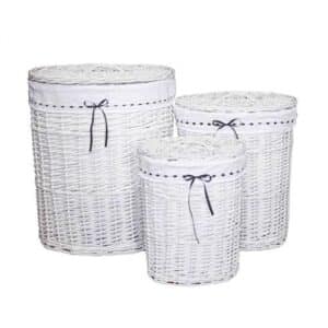 Oval Laundry Basket White Wicker