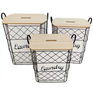 Oval Laundry Basket Black Iron