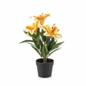 Artificial Lily Yellow H33cm in Pot