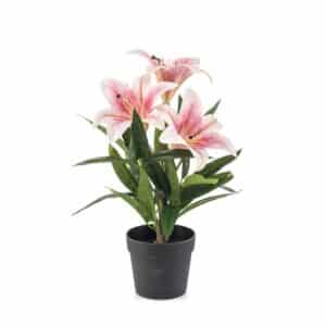 Artificial Lily Pink H33cm in Pot