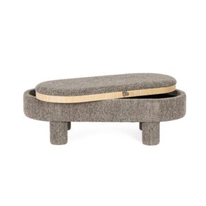Tanya Oval Grey Pouf With Tray