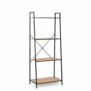 Haldor Black-Natural Bookcase 4-Shelves