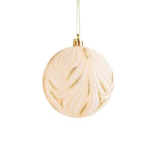 Bauble Pink Matte With Design, 6 Pcs, 8 Cm