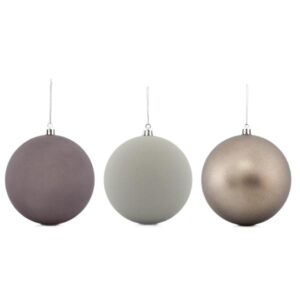 Bauble Grey, Retro, 6pcs, 10cm