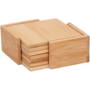 Bamboo Coasters with Rack 11x11x4.4cm