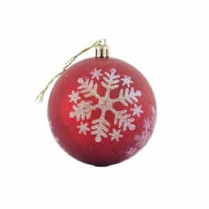 Plastic Red Balls With White Flake, 6 Pcs, 8cm