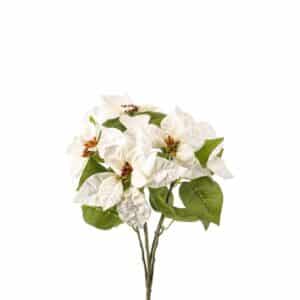 Artificial Poinsettia Bush x5 Cream 42cm