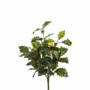 Artificial Holly Bush Green 35cm