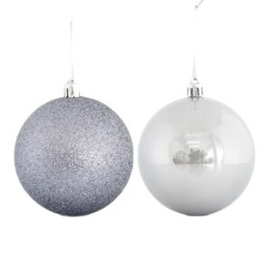 Grey Ball, 6pcs, (2 Pearl, 4 Glitter), 8cm