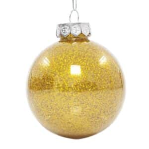Plastic Ball, Champagne W/ Glitter, 6pcs, 8cm