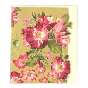 Birthday Greeting Card - Gold With Red Roses