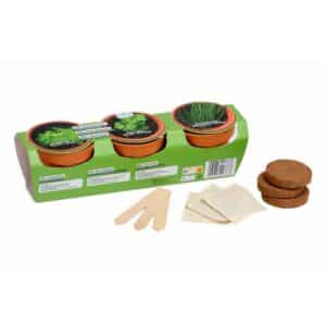 Herb Growing Set with Clay Pots