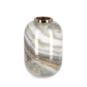 Marsha Round Vase White Gray Gold H25cm