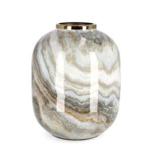 Marsha Round Vase White Gray Gold H36cm
