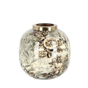 Visalia Round Green and White Vase H17cm