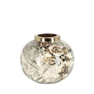 Visalia Round Green and White Vase H13cm