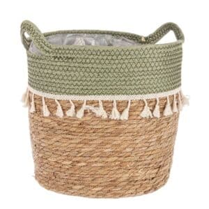Bridget Green-Natural Round Basket Large