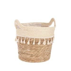 Bridget Ivory-Natural Round Basket Small