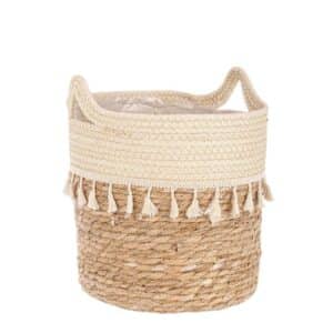 Bridget Ivory-Natural Round Basket Medium