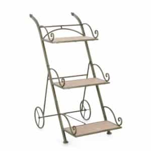 Guenda Dark Green Flower Stand with Wheels